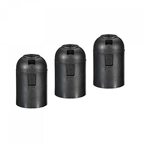 sourcing map Licht Steckdose 250V E26/E27 57x37mm Einschraubbar LED Lampe Schwarz Pack mit 3