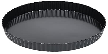 Invero Premium Round Oven 11-inch Baking Quiche Dish Pan Tray with Easy Release Removable Base - Carbon Steel, Non-Stick & Dishwasher Safe - for Quiches, Pies, Cheesecakes (28cm x 3cm)