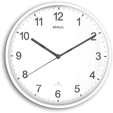 Maul MAULsprint Wall Clock Diameter 30 cm Radio-Controlled Clock with Automatic Time Setting Ideal for Living Room, Bedroom, Kitchen, Study and Office Good Readability for Large Rooms White