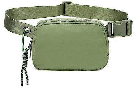 Hixingo Stylisch Bauchtasche für Damen und Herren, Hüfttasche Verstellbare Sport Groß Gürteltasche mit Reißverschluss für Outdoor Laufen Wandern Gehen (20x5x14cm,Grün)