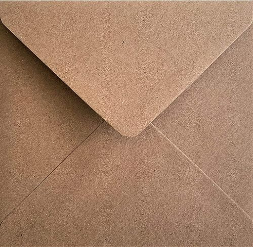 155 x 155mm (6x6 inch) Square Kraft Fleck Recycled Envelopes – Brown Eco Craft Card Envelopes, Pack of 100