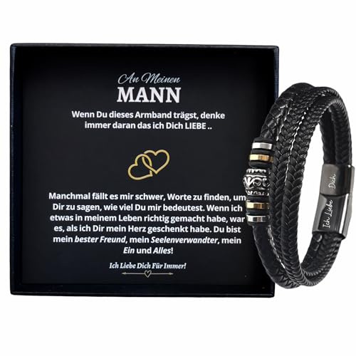 Ahnona – presenter till män – Jag älskar dig presenter till män, för pojkvän, läderarmband herr, ^årsdag, 21.0 Zentimeter, Läder