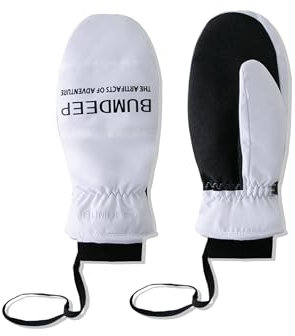 BUMDEEP Skihandschuhe Winterhandschuhe für Damen Herren, Warm Fausthandschuhe Snowboardhandschuhe Wasserdichte, winddichte, warme und atmungsaktive Handschuhe Winter（Weiß,M）