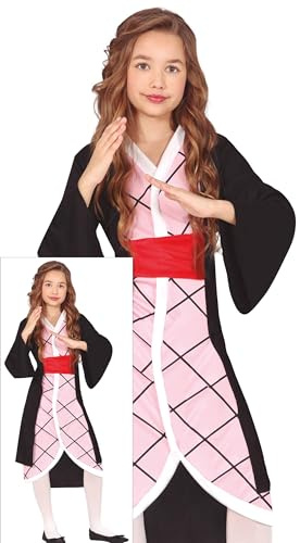 FIESTAS GUIRCA Déguisement de guerrier japonais à manches roses pour fille avec robe kimono 7-9 ans