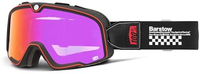 100% BARSTOW Goggles - Anti-Fog Sports Goggles for Motocross - Polycarbonate Bike Goggles with Minimal Frame - Erban, Mirror Dark Red Lens
