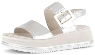 Gabor Damen Riemchensandalen, Frauen Sandalen,Sommersandalen,bequem,flach,Sommerschuhe,Freizeitschuhe,offene Schuhe,Silber (LDS),38.5 EU / 5.5 UK