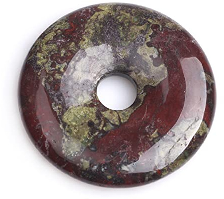 GEM-Inside Blutstein-Jaspis-Donut-Perlen für Ohrringe, Anhänger, Schmuckherstellung, 50 mm, 1 Stück