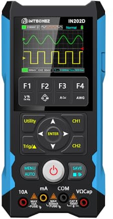 IN202D Oscilloscope portable 3 en 1 Multimètre Générateur DDS, 2 canaux, bande passante 80MHz, taux d'échantillonnage 200MSa/s, 6000 points, test de tension, courant, condensateur, résistance,