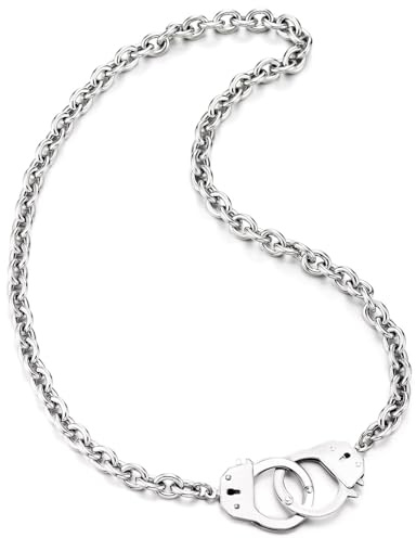 COOLSTEELANDBEYOND Herr dam länk kedja handbojor halsband stål statement uttalande halsband, rock punk tunga smycken