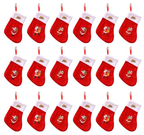 HAIJIYUNTU Nikolausstrumpf Kinder, 18 Stück Nikolausstrumpf, Nikolaussocken Zum Befüllen, Mini Weihnachtsstrumpf Filz, Nikolaussocke Klein Für Kamin Weihnachtsbaumschmuck Süßigkeitenbeutel