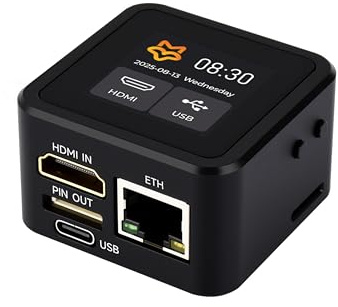 PicoKVM Lightweight IP KVM Remote Management Tool, Supports 1920 x 1080@60fps HDMI Video Input and HID Signal Output for Device Control, Onboard 1.54inch Touch Display Showing IP Address, etc.