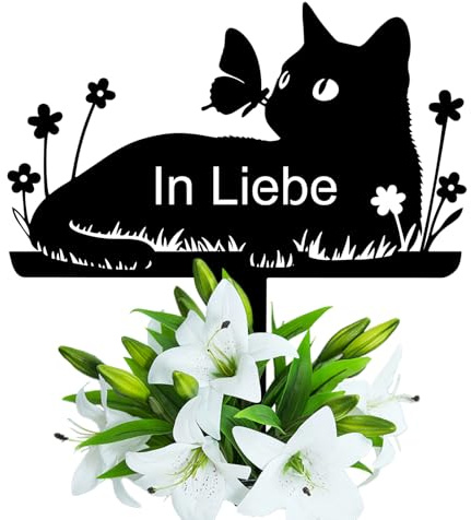 Wondramble Pierre tombale chat pour l'extérieur, décoration funéraire chat résistant aux intempéries, piquet de jardin, plaque commémorative (25 cm, chats)