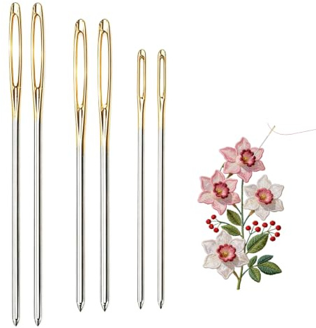 6 Pcs Sewing Needles Large Eye,Large Eye Blunt Needles|Cross Stitch Needles,Darning Needle,Wool Needle,Durable Wool Sewing Needles for Knitting, Crafting, and Embroidery