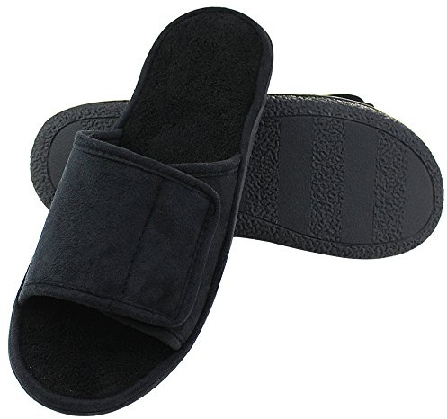 Men's Open Toe Slippers, 60D Memory Foam Indoor Slip on All-Season Wear
