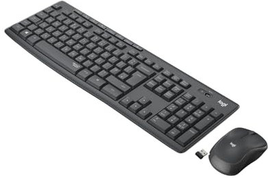 Logitech MK295 kabelloses Tastatur-Maus-Set mit SilentTouch-Technologie, Shortcut-Tasten, optischer Spurführung, Nano USB-Empfänger, verzögerungsfreier Drahtlosverbindung, IT QWERTY-Layout - Graphit
