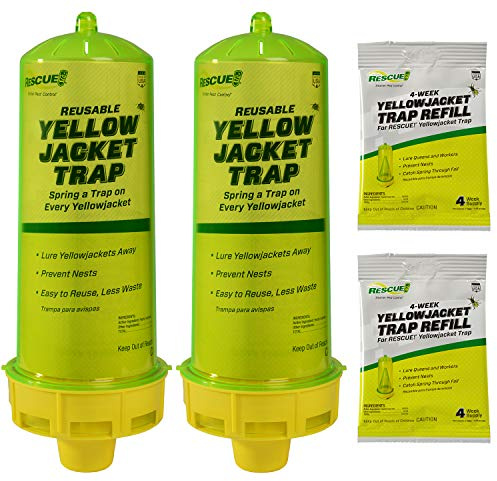 RESCUE! Reusable Yellowjacket Trap - 2 Pack + 2 Four-Week Refills