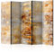 murando - Paravent Raumteiler Innen Textur 225x172 cm 5-teilig Einseitig Raumtrenner Trennwand Holz Mobiler Sichtschutz Spanische Wand Raum Abtrennung Ornament Orient Struktur Gold grau f-A-0865-z-c