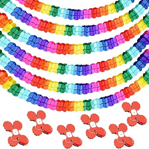 HCRXVV 6-Set Girlanden Papier Girlande Geburtstag Regenbogen Dekoration, Bunte Luftschlangen Girlande fur luftschlangen Geburtstag Party Hochzeit und Karneval Fasching£¨3M/St¨¹ck£©