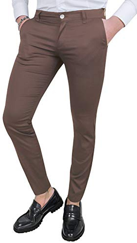 Evoga Pantalones de hombre de verano Slim Fit Casual elegantes de algodón, barro, 50