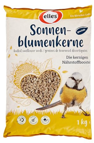Elles Semi di girasole pelati 1 kg I Booster Nutrienti per uccelli selvatici I Raggio energetico | Mangime ideale per tutte le stagioni | Alimentazione pulita per balcone e terrazza