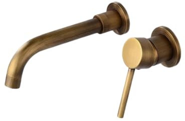 Material De Cobre Grifo De Lavabo Frío Y Caliente Empotrado Oculto En La Pared Enterrada En La Pared Pintura De Doble Orificio Cuerpo Unido Chapado En Oro Cuerpo Dividido Marrón