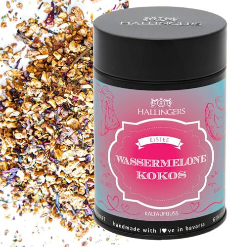 Hallingers Wassermelone-Kokos - Loser Cold Brew Früchtetee Eistee, kalt oder warm aufgießbar (Dose) - Geschenkideen Weihnachten & Geschenke Adventskalender | Geburtstag Glückwunsch Genesung Neues Zuha