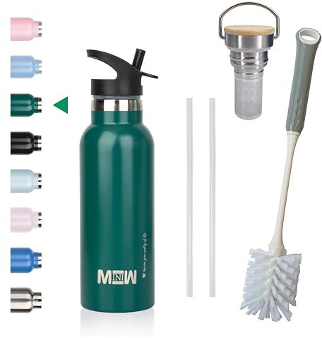MINIW Borraccia Termica in Acciaio Inossidabile - a Tenuta Stagna Borraccia Isolante Senza BPA per Sport, Viaggio e Scuola - Verde 500ml