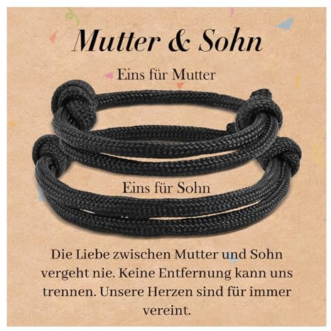 CheersLife Mutter Tochter Armband Set - Herz Geschenk für Sohn und Tochter - Passende Armbänder für 2, Mädchen, Damen, Jungen - Muttertag, Zurück Zur Schule