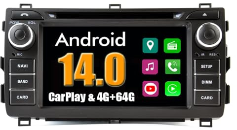 RoverOne Coche Multimedia Sistema para Toyota Auris 2013 2014 2015 con CarPlay Android Auto Stereo GPS Navegación Radio Bluetooth
