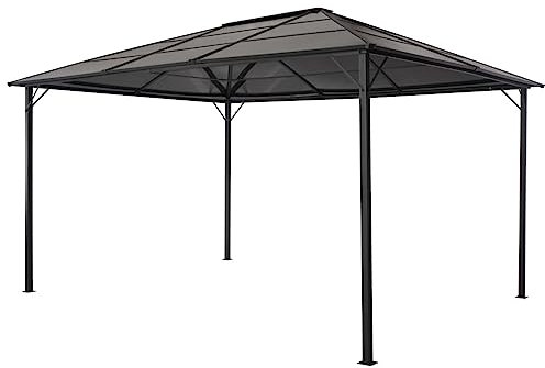 Gecheer Gazebo,Padiglione,da Giardino,Nero,Struttura in Alluminio e Acciaio,4x3 m,Padiglione da Giardino con Struttura in Acciaio,Gazebo Padiglione 4x3 m