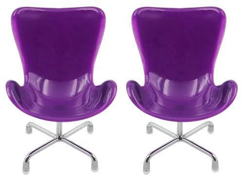 Ieron Juego de 2 sillas en Miniatura moradas, sillón de plástico a Escala 1:6, Muebles de casa de muñecas, Mini sillas de Bricolaje, Silla de Huevo Morada para muñecas, Accesorios para Mini casa