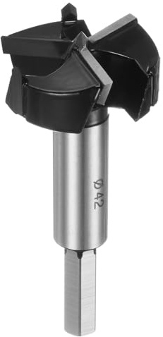 QUARKZMAN Forstner Foret Mèche 42mm (1-2/3) Tungstène Carbure 3 Flûtes 4 Éperons Ennuyeux Forstner Embouts pour Charnière Bois Trou Perçage Travail Bois