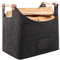 XHYASD 60L Holzkorb für Kaminholz, XL Extra Filzkorb, Faltbar Kaminholzkorb mit Holzgriff, Brennholzkorb für Holz, Zeitung, Brennholz, Transport und Aufbewahrung (Dunkelgrau)
