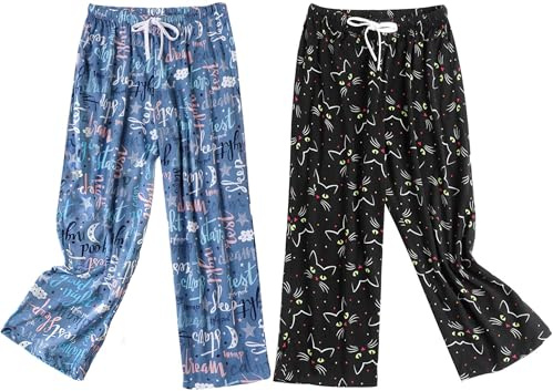 MIA LUCCE Pantalon Pyjama Femme 3/4 Bas de Pyjama Femme Doux Léger d'Été Pyjama Femme pour Sport Dormir et Loisir M-XXL