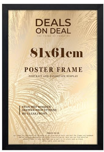 DEALS ON DEAL® Poster Frame 81x61 cm Photo Picture Frame Jigsaw Puzzle | Mdf Wooden 81 x 61 cm | Large 810 x 610 mm | for Home Office Livingroom-Black