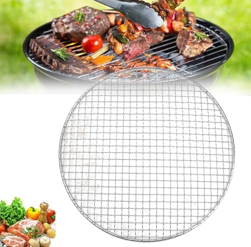 Grille ronde en acier inoxydable pour brasier, grille ronde, grille de barbecue, grille en acier inoxydable, pour camping, jardin, pique-nique, répartition uniforme de la chaleur et facile à nettoyer