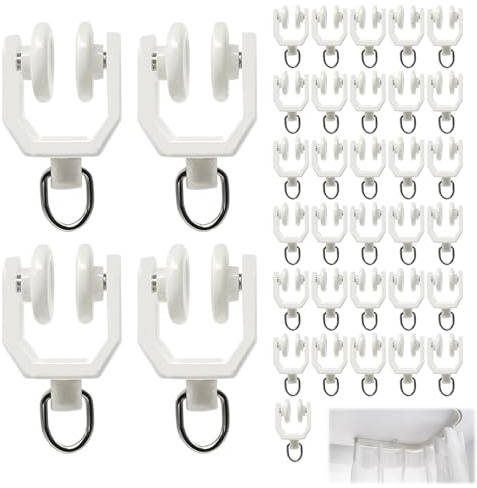 35 Piezas Rodillo para Riel de Cortina, Rueda Cortinas Carrete Pista, Deslizadores de Rodillos para Rieles de Cortina de Techo, Ruedas Colgantes de Cortina, Compatibles con Cortinas Pesadas