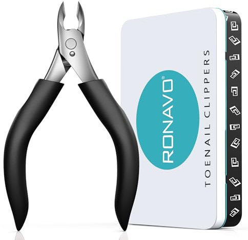 RONAVO Nagelknipser für dicke und tief eingewachsene Zehennägel,Professionelle Nagelschere Fussnägel aus rostfreiem Edelstahl mit breitem Mundstück und rutschfestem Griff,ideal für Senioren und Männer