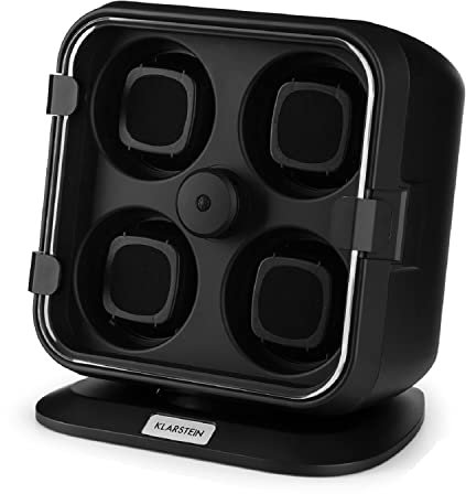 Klarstein Uhrenbeweger für 4 Uhren, Automatik-Uhrenbeweger für Damen & Herren, Uhrenbeweger für Automatikuhren, Leiser Automatischer Uhrenbeweger, Watch Winder mit LED-Beleuchtung, 3 Rotationen