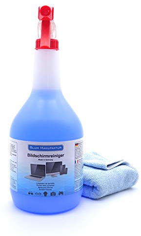 Blum Manufaktur - 1000ml Pulizia dello schermo + panno microfibra. Pulizia perfetta di tutti gli schermi e display. Senza striature e senza strisce.