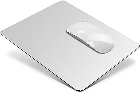 Vaydeer Styv musmatta Mac musmatta dubbelsidig slät och ultratunn design, metall aluminium musmatta vattentät snabb och exakt kontroll för spel, kontor (medium, silver, 24 x 20 cm)