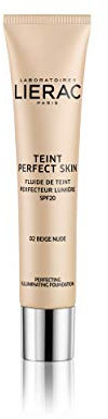 Lierac Teint Perfect Skin Fondotinta Fluido Perfezionatore Illuminante, 02 Beige Nude, con Acido Ialuronico, Adatto a Tutti i Tipi di Pelle, Formato da 30 ml