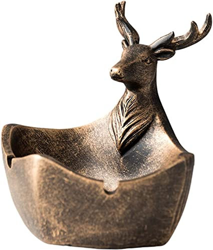 Ashtray Deer Figurine Ashtray Holder for Office Home Decor - Copper