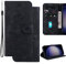 Ammeer Coque pour Motorola Moto E7 Power/E7i Power, Relief Fleur Modèle Magnétique Flip Folio Cover Téléphone Housse Étui Wallet Portefeuille Case PU Cuir Supporter - Noir