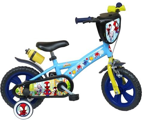 A.T.L.A.S. Bicicletta 12'' Spidey e i suoi amici dotata di 1 freno, piastra anteriore decorativa, parafanghi, carter e stabilizzatori.