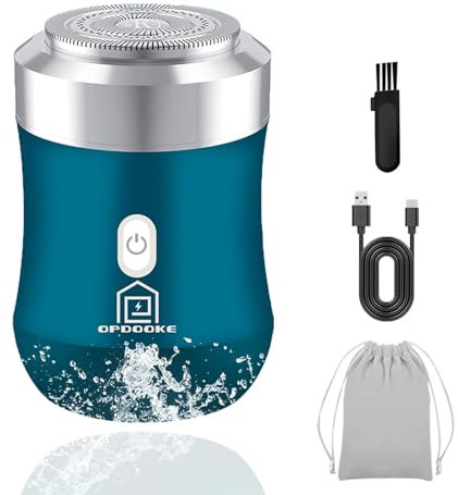 Opdooke 2025 Nuovo mini rasoio elettrico portatile, mini rasoio elettrico in metallo per uomo, durata della batteria di 120 minuti, rasoio impermeabile bagnato e asciutto, per la rasatura in viaggio