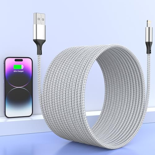 Cavo iPhone 5 Metri, Certificato Apple MFi, Lightning Originale, Lungo Nylon per Ricarica e Caricatore Apple iPhone 14/13/12/11/XS/XR/X/8/7/6/5/Pad