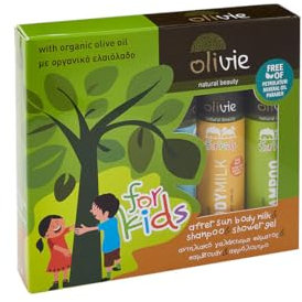 Set de regalo infantil con gel de ducha, champú y after sun con aceite de oliva