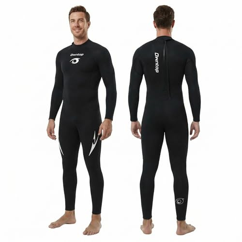 Owntop 5mm Wetsuit for Men Women - Back Zip Neoprene Wet Suit, Adult Full Length Diving Suit, Thermal Winter Wetsuit or Cold Water Diving Surfing, Men Black XXL