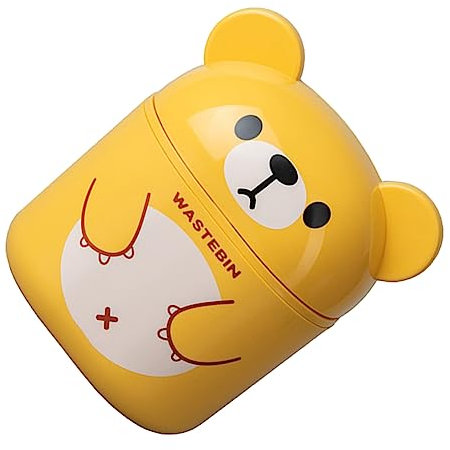 BUGUUYO Mini Cestino dei Cartoni Animati in Materiale Pp con Coperchio Sollevabile Cestino da Appendere al Tavolo Contenitore per Rifiuti Salvaspazio